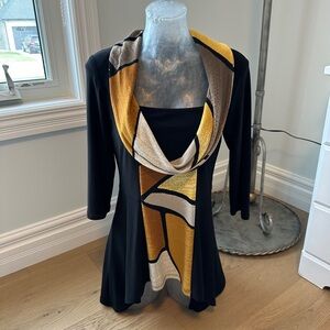 Frank Lyman Asymmetrical Top - Black Gold Tan